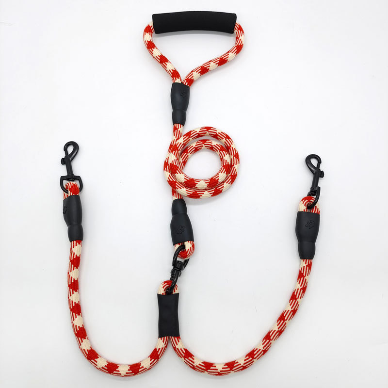 Nylon kétkutyás póráz csipkével, 2-in-1-ben