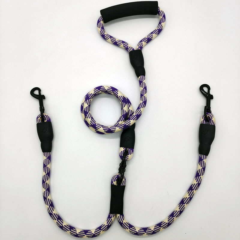 Nylon kétkutyás póráz csipkével, 2-in-1-ben