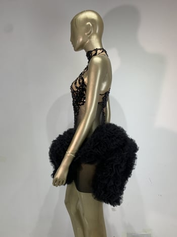 Haljina bodycon s naduvenim rukavima za nastup na pozornici - Spandex 60/40 smjesa, podstava 100% - Proljeće 2026