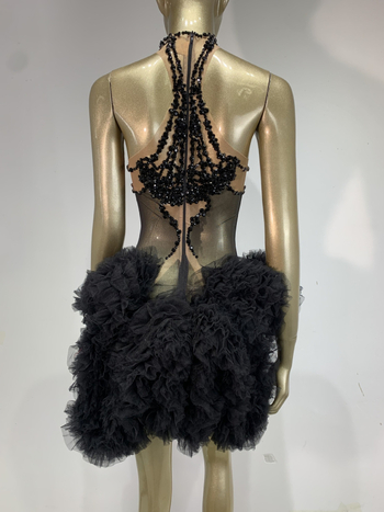 Haljina bodycon s naduvenim rukavima za nastup na pozornici - Spandex 60/40 smjesa, podstava 100% - Proljeće 2026