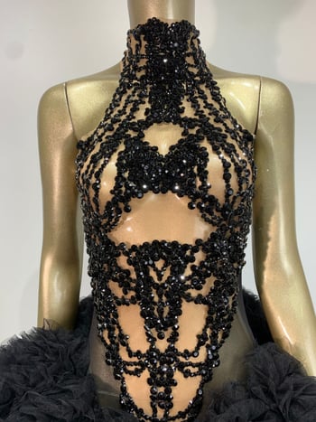Haljina bodycon s naduvenim rukavima za nastup na pozornici - Spandex 60/40 smjesa, podstava 100% - Proljeće 2026