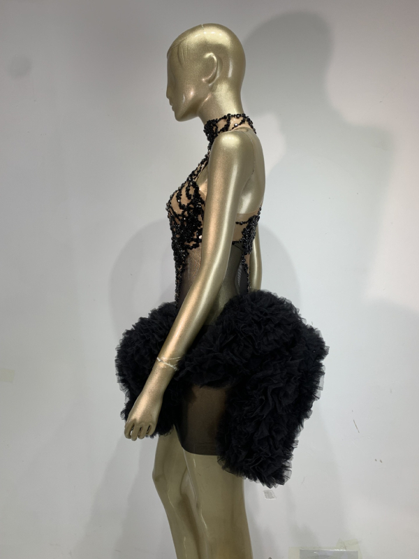 Haljina bodycon s naduvenim rukavima za nastup na pozornici - Spandex 60/40 smjesa, podstava 100% - Proljeće 2026