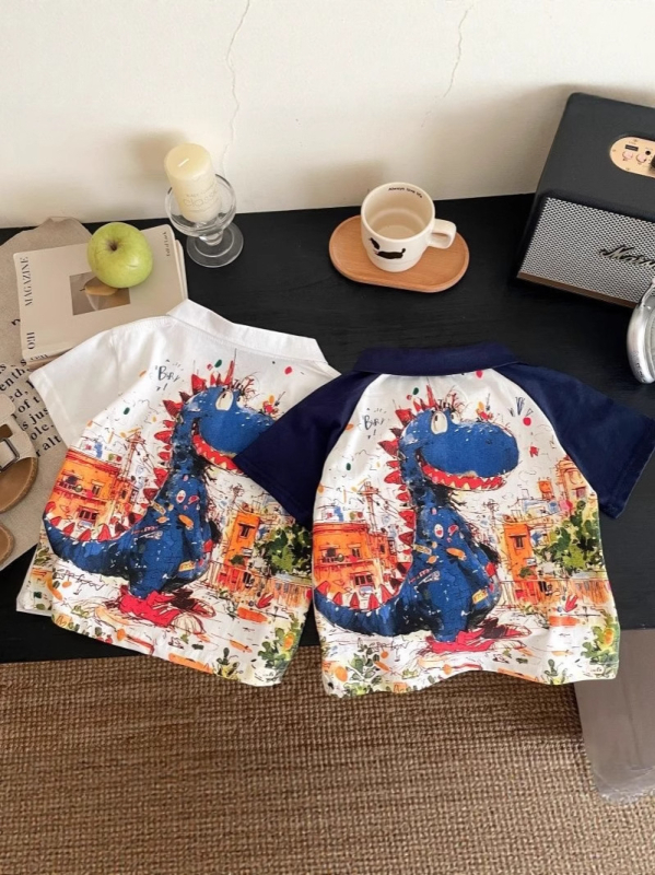 Polo majica za djecu s karikaturnim printom, pamuk, korejskog stila, uzrast 3–8 godina
