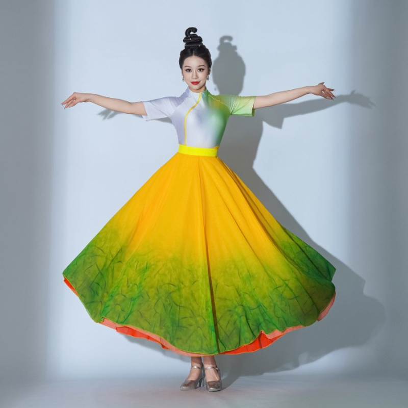 Női Színpadi Tánckészlet, 2026 tavasz, poliészter, nagy hintázó szoknya (Színpadra, Nő, MLJ-056)