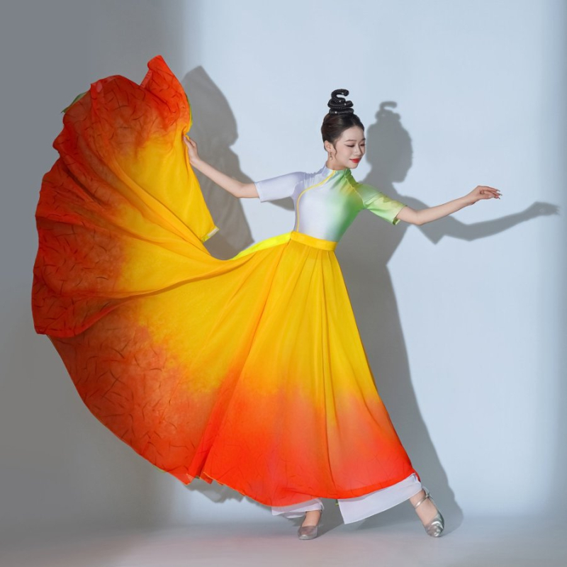 Női Színpadi Tánckészlet, 2026 tavasz, poliészter, nagy hintázó szoknya (Színpadra, Nő, MLJ-056)