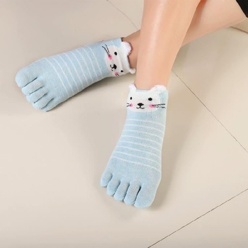 Ženske čarape s pet prstiju, za sve sezone, kratke do gležnja, s motivom mačkice, prozračne