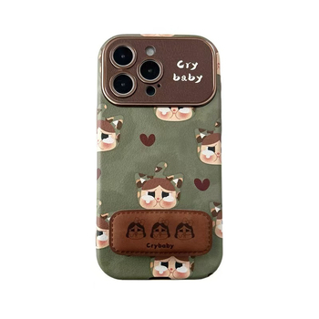 Retro kapica za glavu u zelenom leopard uzorku za futrolu iPhone 17 Pro, kompatibilno s iPhone 16 Pro s velikim otvorom iPhone 15 Pro