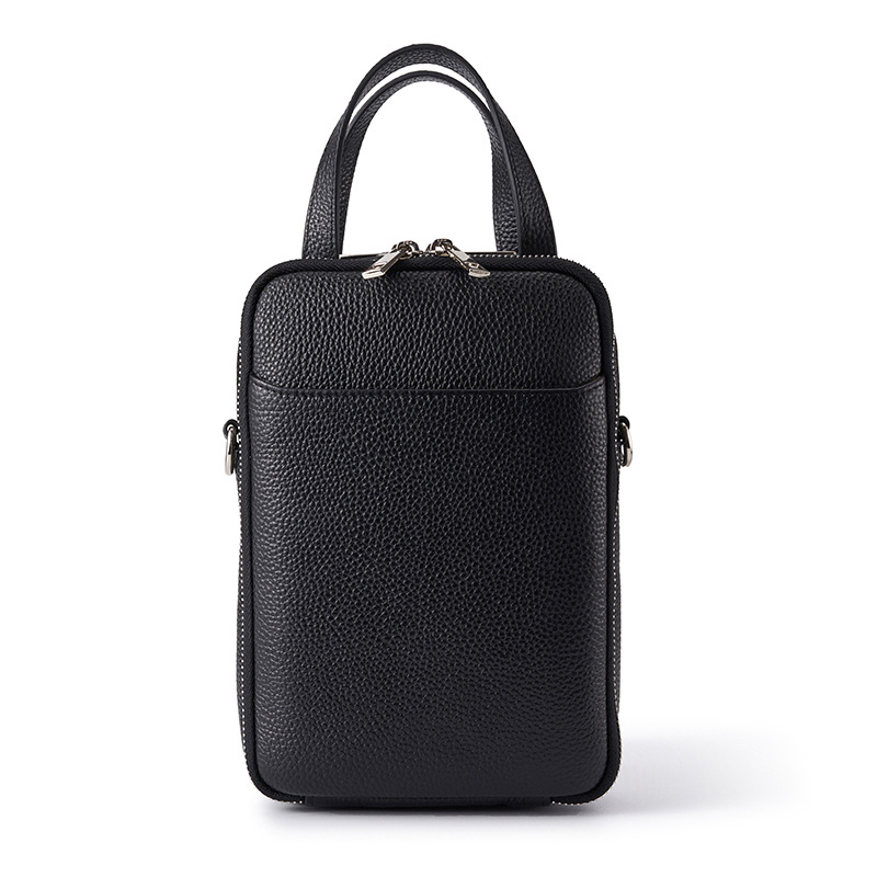 Ženska kožna crossbody torba, vertikalni kvadratni oblik, zatvarač, podstava od poliestera, unutarnji džepovi