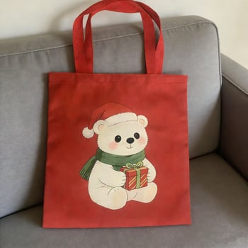 Xintong Slatka crtani medo od platna – Tote torba velike kapacitete za žene, visoke kvalitete, svestrana svakodnevna torba