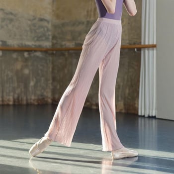 Ženske baletne hlače za zagrijavanje – ravni kroj, trompet stil, 100% poliester, plesna odjeća