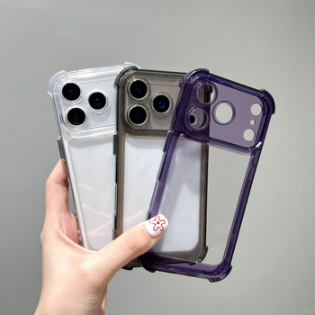 Minimalistički kućište s četiri kuta, otporno na pad, svemirski dizajn s prozirnim dnom, kompatibilan s iPhone 15, 16 Pro i 17 Pro Max.
