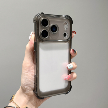 Minimalistički kućište s četiri kuta, otporno na pad, svemirski dizajn s prozirnim dnom, kompatibilan s iPhone 15, 16 Pro i 17 Pro Max.