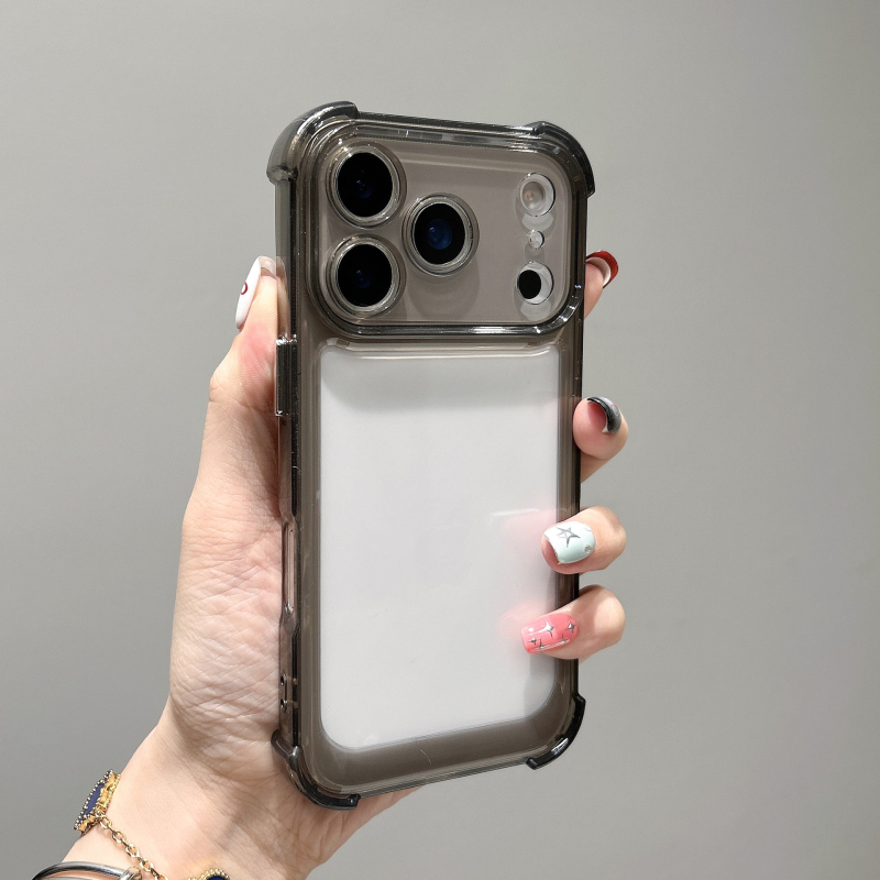 Minimalistički kućište s četiri kuta, otporno na pad, svemirski dizajn s prozirnim dnom, kompatibilan s iPhone 15, 16 Pro i 17 Pro Max.