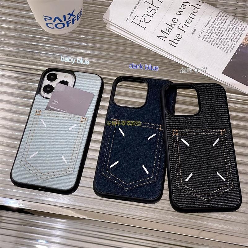 Denim kućište za iPhone 17 Pro Max s pretincem za kartice i kožnom izvezom, potpuna zaštita