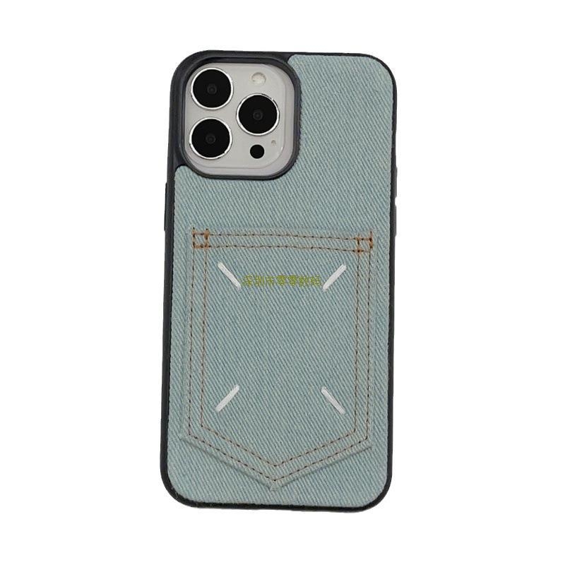 Denim kućište za iPhone 17 Pro Max s pretincem za kartice i kožnom izvezom, potpuna zaštita