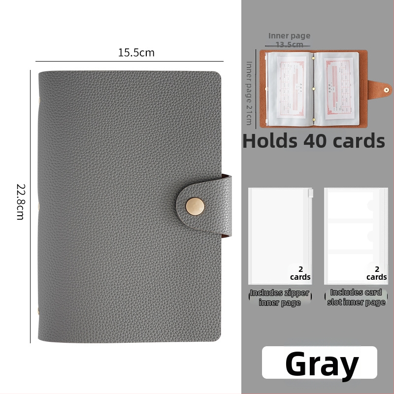 Mágneses záródású PU bőr betét- és bankjegytároló könyv