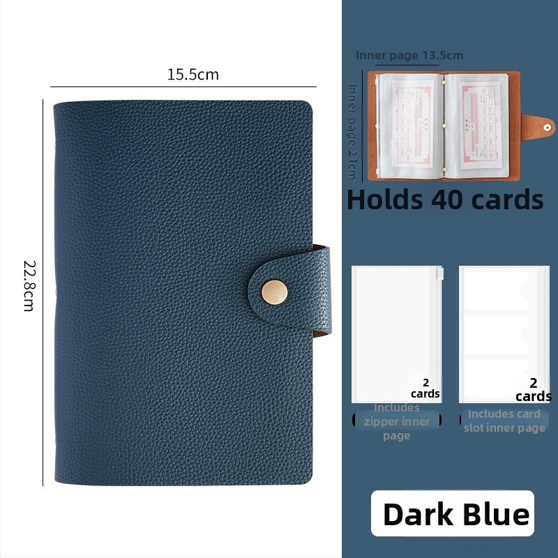 Mágneses záródású PU bőr betét- és bankjegytároló könyv