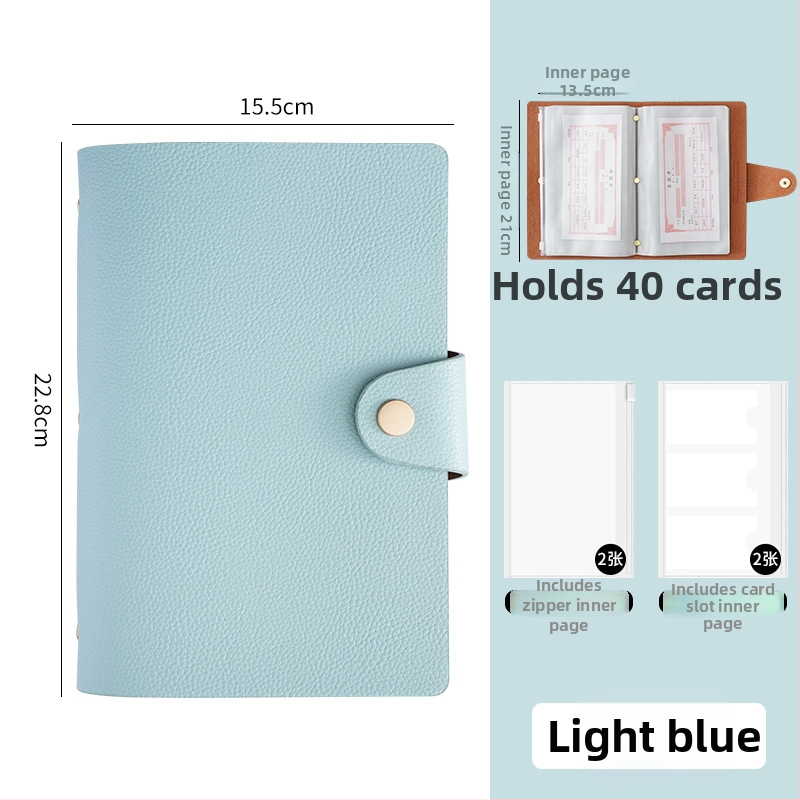 Mágneses záródású PU bőr betét- és bankjegytároló könyv