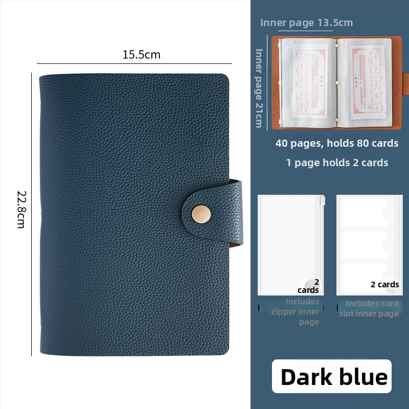 Mágneses záródású PU bőr betét- és bankjegytároló könyv