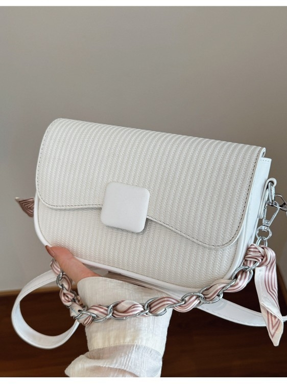 Crossbody torba za svakodnevnu upotrebu, ulični stil, PU materijal, vodoravnog kvadratnog oblika, otvaranje poklopcem, džep sa zatvaračem