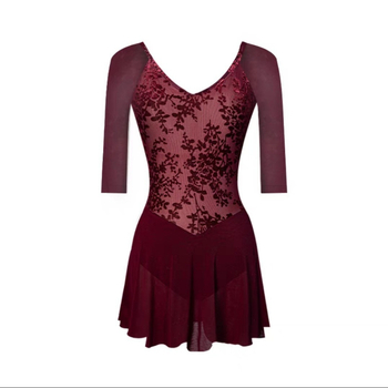 Gimnastički leotard sa suknjom za zrčno jogu i baletnu praksu (Za žene, Milk Silk, Spandex 20%)