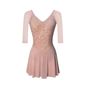 Gimnastički leotard sa suknjom za zrčno jogu i baletnu praksu (Za žene, Milk Silk, Spandex 20%)