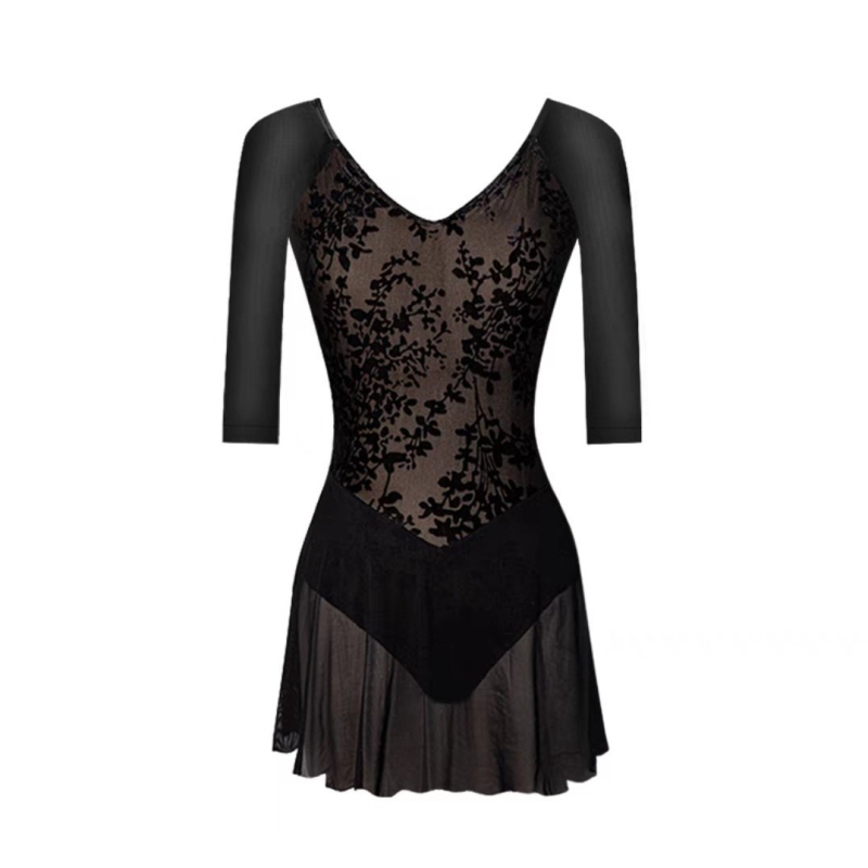 Gimnastički leotard sa suknjom za zrčno jogu i baletnu praksu (Za žene, Milk Silk, Spandex 20%)