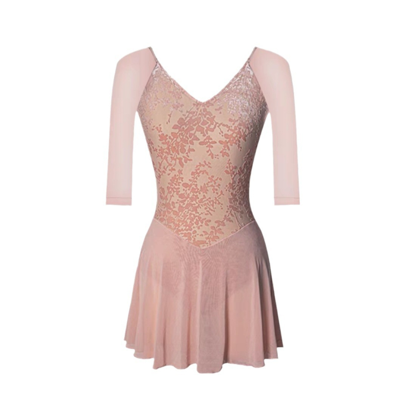Gimnastički leotard sa suknjom za zrčno jogu i baletnu praksu (Za žene, Milk Silk, Spandex 20%)