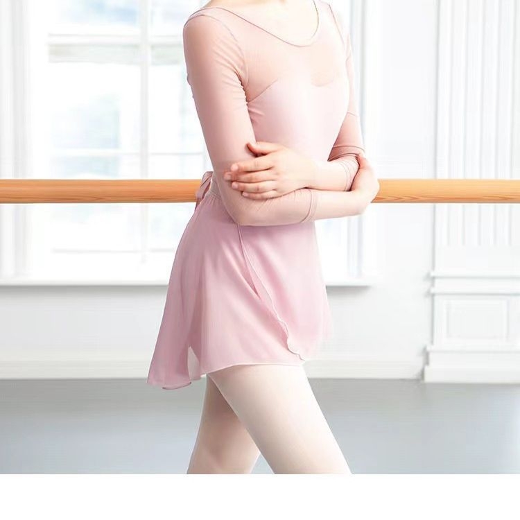 Costum de dans pentru femei, plasă din nailon-spandex, 88% elastan, mâneci medii, îmbrăcăminte de dans