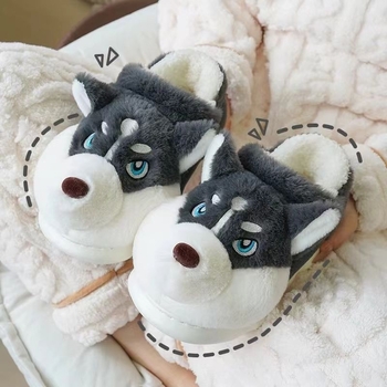 Papuci bărbați de iarnă cu căptușeală plușată și talpă groasă (Talpă: cauciuc; Sus: pluș artificial; Gen: bărbat; Vârstă: adulți)