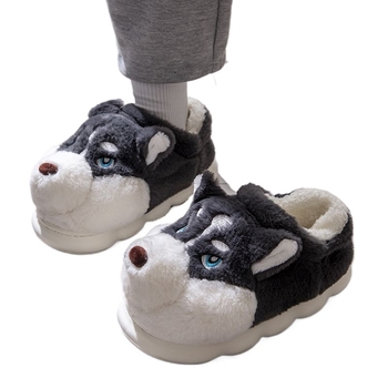 Papuci bărbați de iarnă cu căptușeală plușată și talpă groasă (Talpă: cauciuc; Sus: pluș artificial; Gen: bărbat; Vârstă: adulți)