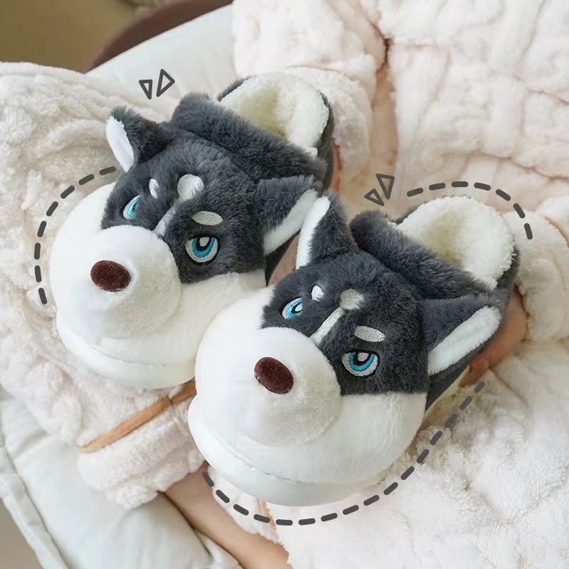 Papuci bărbați de iarnă cu căptușeală plușată și talpă groasă (Talpă: cauciuc; Sus: pluș artificial; Gen: bărbat; Vârstă: adulți)