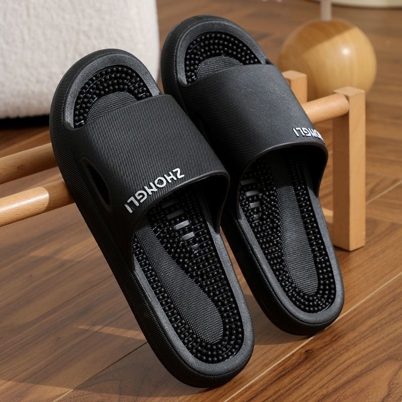 Papuci bărbați de iarnă cu căptușeală plușată și talpă groasă (Talpă: cauciuc; Sus: pluș artificial; Gen: bărbat; Vârstă: adulți)