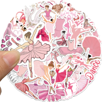 50 балетни стикери – водоустойчиви PVC стикери с карикатурен стил за танцово студио, класна стая или спалня (без лого)