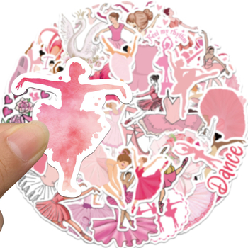 50 балетни стикери – водоустойчиви PVC стикери с карикатурен стил за танцово студио, класна стая или спалня (без лого)