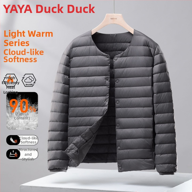 Ανδρικό λεπτό γιλέκο με πούπουλα, κουκούλα, Corduroy ύφασμα, γέμισμα από λευκό goose down, άνοιξη 2025