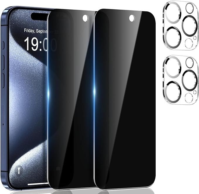 Предно защитно стъкло за iPhone 15 Pro Max – закалено стъкло, антишпионско, HD яснота, удароустойчиво