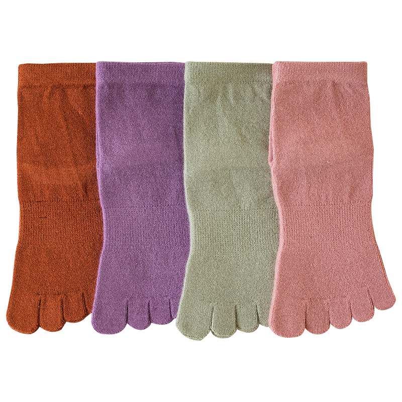 Čarape od merino vune za prste, bezšivne, srednje dužine, pletene s 144 iglama, tople i mekane, merino vunena smjesa 30–50%