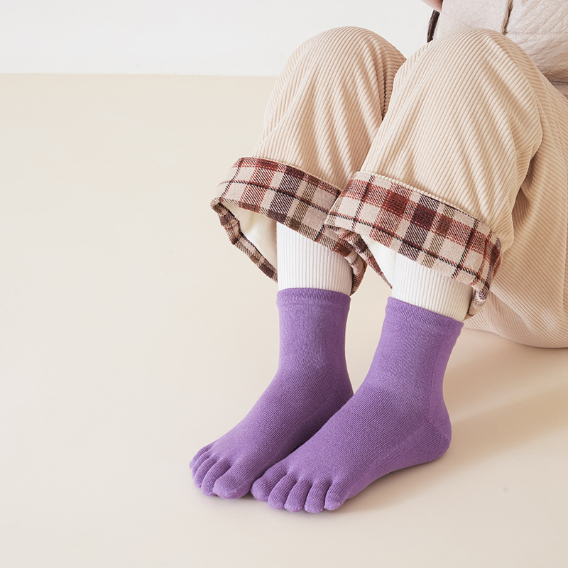 Čarape od merino vune za prste, bezšivne, srednje dužine, pletene s 144 iglama, tople i mekane, merino vunena smjesa 30–50%