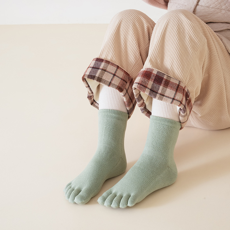 Čarape od merino vune za prste, bezšivne, srednje dužine, pletene s 144 iglama, tople i mekane, merino vunena smjesa 30–50%