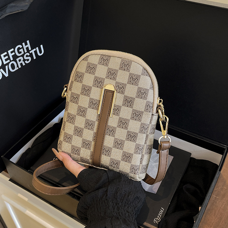Ženska kvadratna crossbody torba, PU, vertikalni kvadratni oblik, zatvarač, unutarnja pretinica za mobitel (urbanistički minimalistički stil)