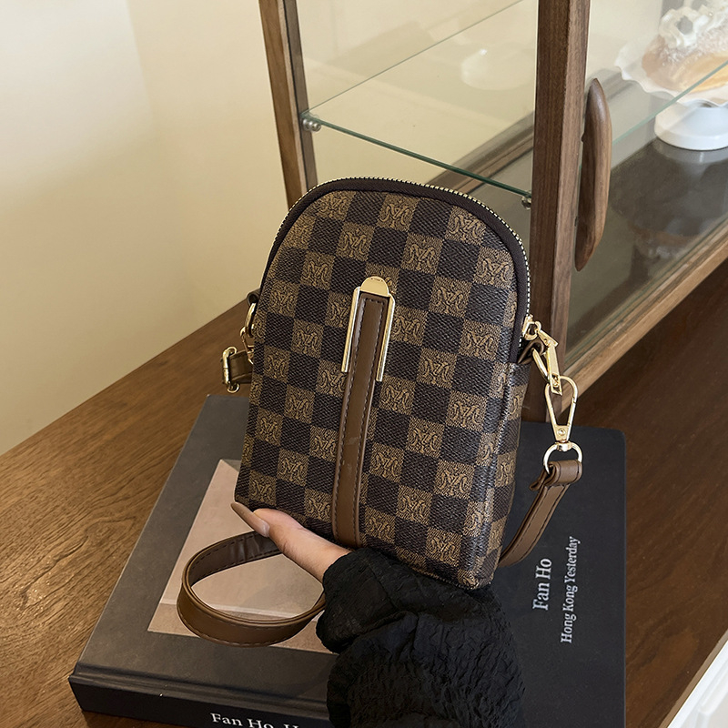 Ženska kvadratna crossbody torba, PU, vertikalni kvadratni oblik, zatvarač, unutarnja pretinica za mobitel (urbanistički minimalistički stil)