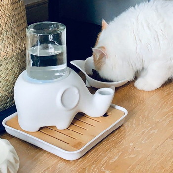 Ποτίστρα για γάτες — κεραμική, εμπνευσμένη από ελέφαντα, μη βρέχει το πηγούνι, μπολ με πρόσωπο Γκαρφίλντ και επίπεδο πρόσωπο, αποσπώμενο, μοντέλο Tf55