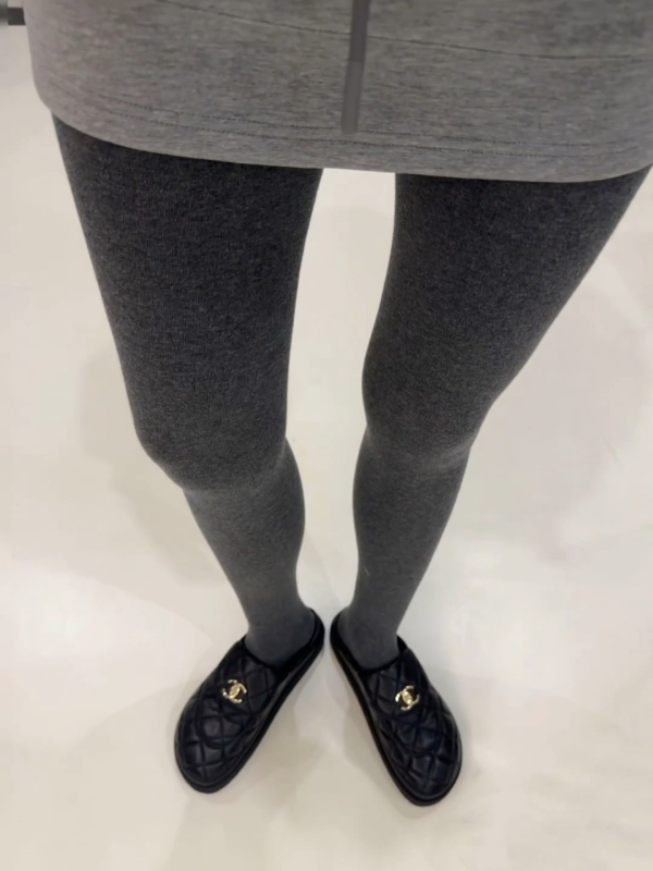 Leggings termici din bumbac cu fleece, talie înaltă pentru controlul abdomenului și ridicare a feselor, groși, uni, lungime 9/10, croială Slim