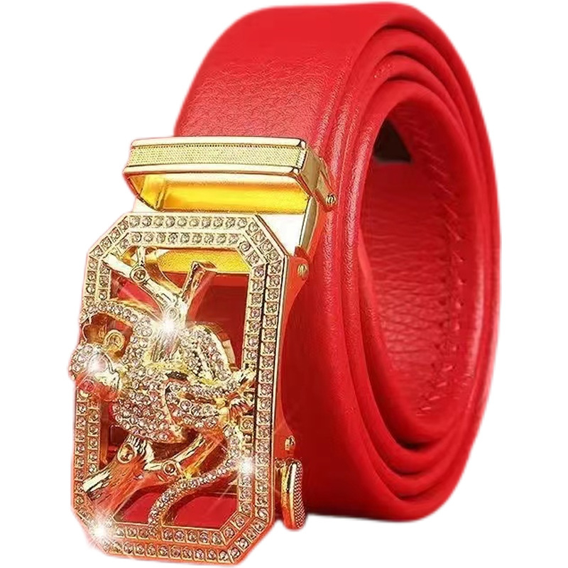 Curea de bărbați din piele sintetică cu cataramă automată, lățime 2–4 cm, cataramă din aliaj, stil nou chinezesc