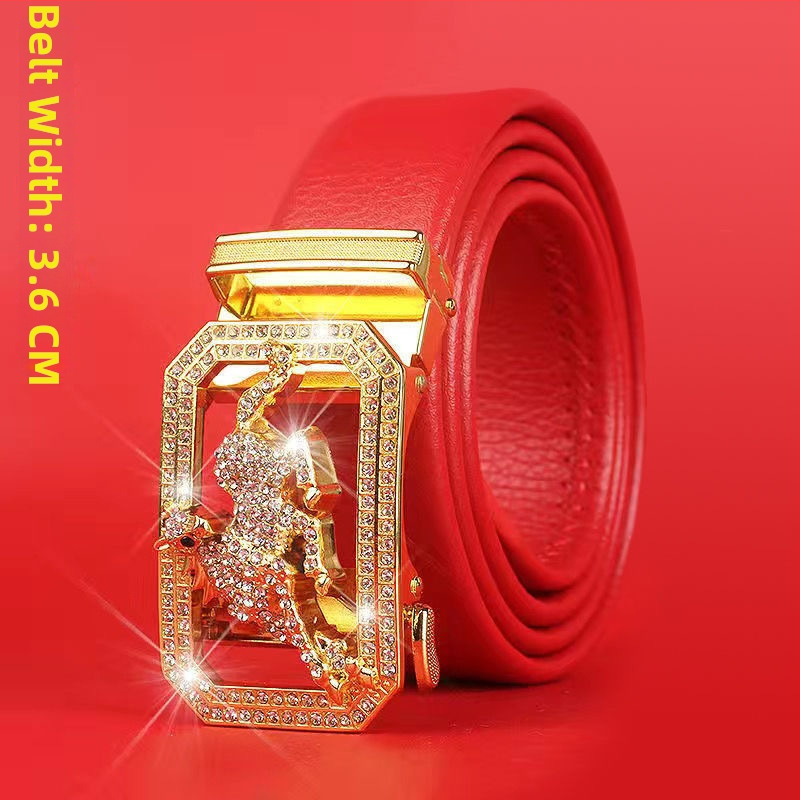 Curea de bărbați din piele sintetică cu cataramă automată, lățime 2–4 cm, cataramă din aliaj, stil nou chinezesc