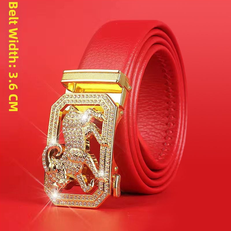 Curea de bărbați din piele sintetică cu cataramă automată, lățime 2–4 cm, cataramă din aliaj, stil nou chinezesc