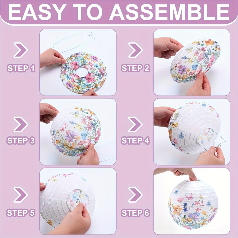 Παραδοσιακό χαρτινό φαναράκι με μοτίβο πεταλούδας, στρογγυλό, χειροποίητο διακοσμητικό για DIY εορτασμούς την άνοιξη