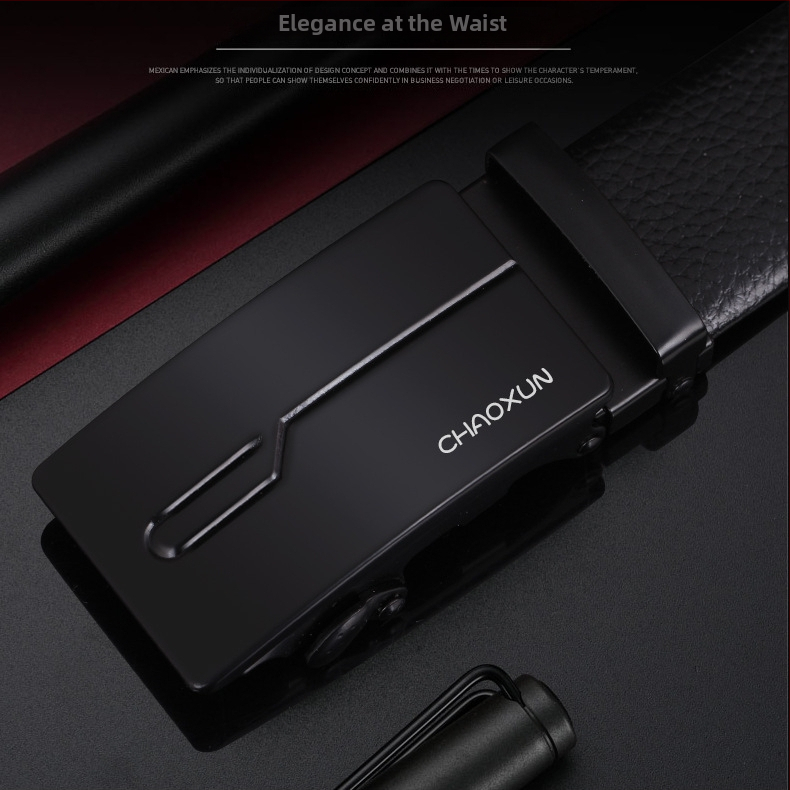 Curea pentru bărbați cu cataramă automată, din piele sintetică, cataramă din aliaj, stil simplu modern business-casual.