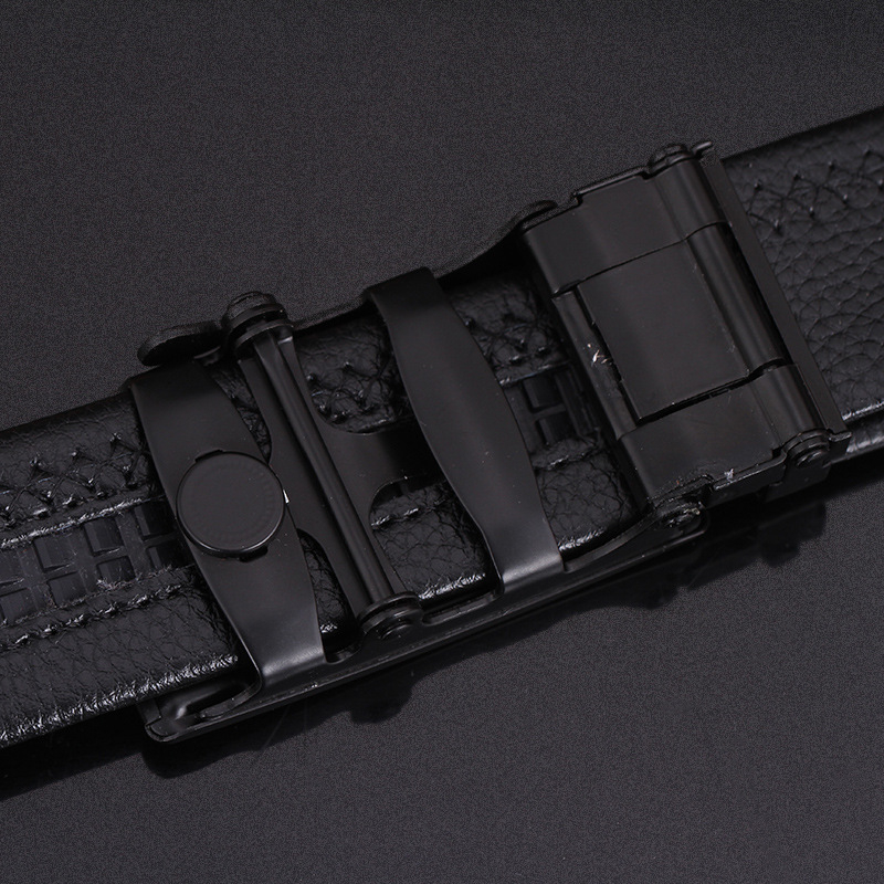 Curea pentru bărbați cu cataramă automată, din piele sintetică, cataramă din aliaj, stil simplu modern business-casual.